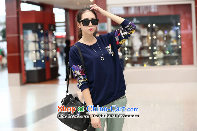 Gangnam-gu  2015 new large taste code women fall/winter collections to increase the burden of Europe and the long-sleeved thickened 200 plus lint-free T-shirt, forming the Netherlands 760 dark blue - General recommendations 160-190 catty 3XL, pictures, prices, brand platters! The elections are supplied in the national character of distribution, so action, buy now enjoy more preferential! As soon as possible.
