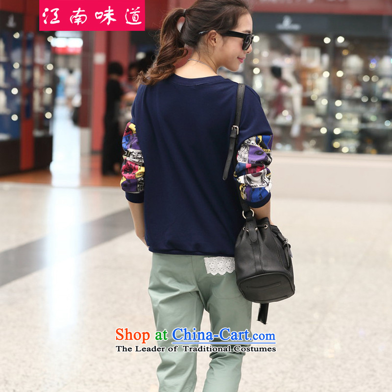 Gangnam-gu  2015 new large taste code women fall/winter collections to increase the burden of Europe and the long-sleeved thickened 200 plus lint-free T-shirt, forming the Netherlands 760 dark blue - General), 160-190 recommended 3XL Gangnam taste shopping on the Internet has been pressed.