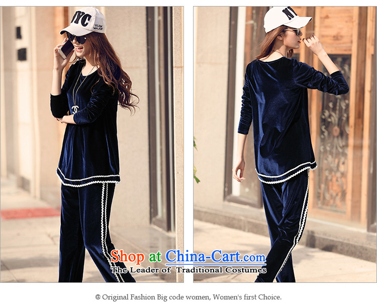 Morning to load the new 2015 autumn large female velvet sportswear round-neck collar kit and sweater pants and two extra piece blue 3XL recommendations seriously pictures, prices of 140-150, brand platters! The elections are supplied in the national character of distribution, so action, buy now enjoy more preferential! As soon as possible.