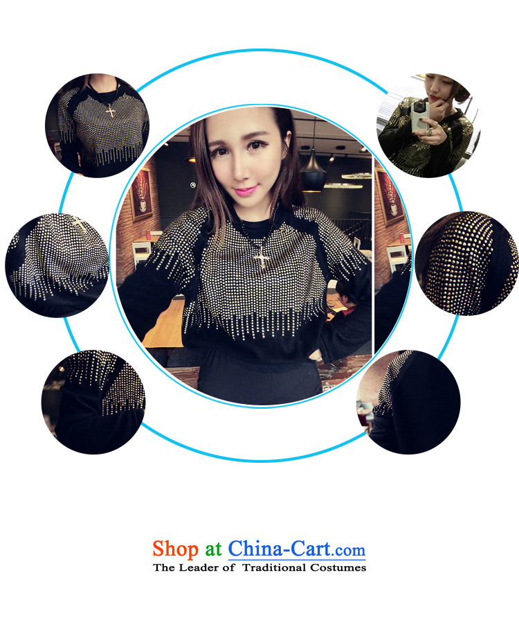 O Ya-ting Korean Version to increase women's code 2015 autumn and winter new thick mm video thin diamond long-sleeved T-shirt, forming the women clothes t-shirt 5197 Black 4XL recommends that you 160-180 catty picture, prices, brand platters! The elections are supplied in the national character of distribution, so action, buy now enjoy more preferential! As soon as possible.