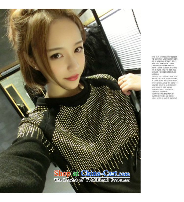O Ya-ting Korean Version to increase women's code 2015 autumn and winter new thick mm video thin diamond long-sleeved T-shirt, forming the women clothes t-shirt 5197 Black 4XL recommends that you 160-180 catty picture, prices, brand platters! The elections are supplied in the national character of distribution, so action, buy now enjoy more preferential! As soon as possible.