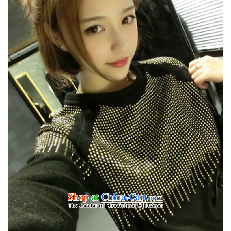 O Ya-ting Korean Version to increase women's code 2015 autumn and winter new thick mm video thin diamond long-sleeved T-shirt, forming the women clothes t-shirt 5197 Black 4XL recommends that you, O Jacob 160-180-ting (aoyating) , , , shopping on the Internet