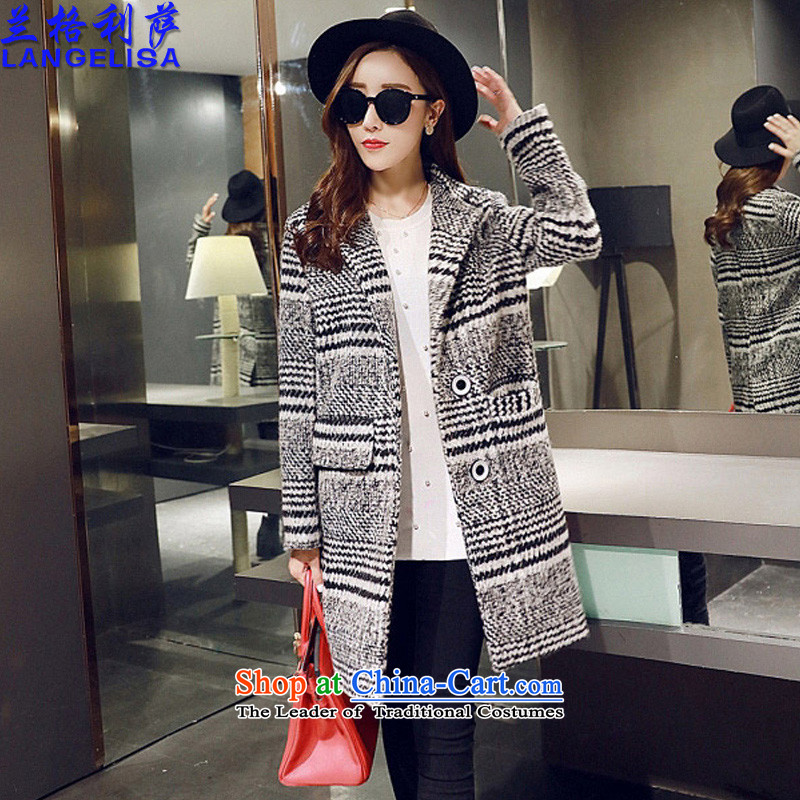 Ringue the jacket in gross? Long Hoodie large female new autumn and winter coats women gross Sau San? a Black and White?XL