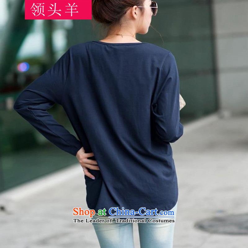 Leader to increase women's Code Load T-shirt, forming the fall thick MM2015 new Korean autumn and winter load forming the Netherlands round-neck collar video thin blue 3XL 60 recommendations shirt 160-190, Leader (lingtouyang) , , , shopping on the Internet