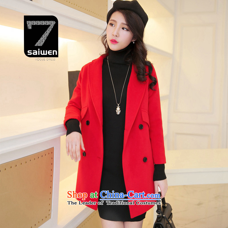 The 2015 season Tsat autumn and winter new Korean version of the Long Hair Girl Red Jacket coat? , L, Tsat season the , , , shopping on the Internet