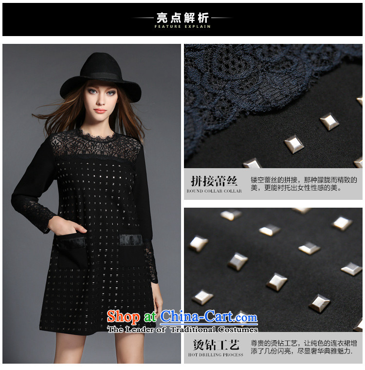 Elizabeth 2015 ultra thick discipline sister autumn catty to 200XL women's dresses thick mm long-sleeved stylish lace engraving ZR2003  3XL black picture, prices, brand platters! The elections are supplied in the national character of distribution, so action, buy now enjoy more preferential! As soon as possible.