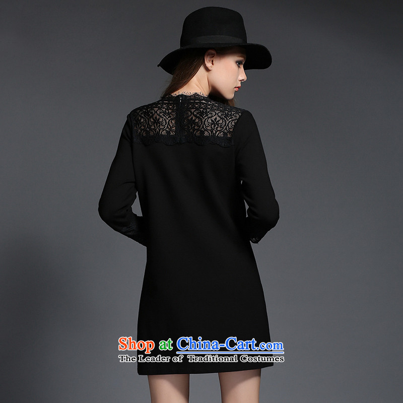 Elizabeth 2015 ultra thick discipline sister autumn catty to 200XL women's dresses thick mm long-sleeved stylish lace engraving ZR2003 black 3XL, discipline Windsor shopping on the Internet has been pressed.