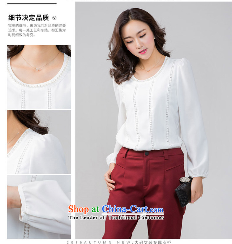 The interpolator auspicious 2015 to increase the number of women in the autumn of new expertise mm loose video thin round-neck collar long-sleeved shirt, forming the chiffon shirt K5591 T-shirt 3XL white picture, prices, brand platters! The elections are supplied in the national character of distribution, so action, buy now enjoy more preferential! As soon as possible.