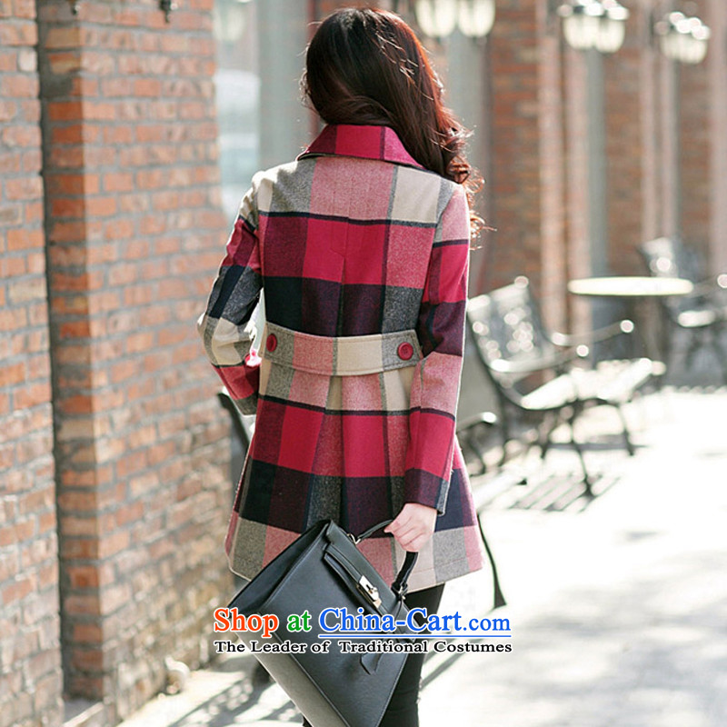 Song Lin Ying 2015 autumn and winter new Korean version of large segments of code women in gross? jacket long a wool coat G0583 lattices  , L, Song Lin Ying , , , shopping on the Internet