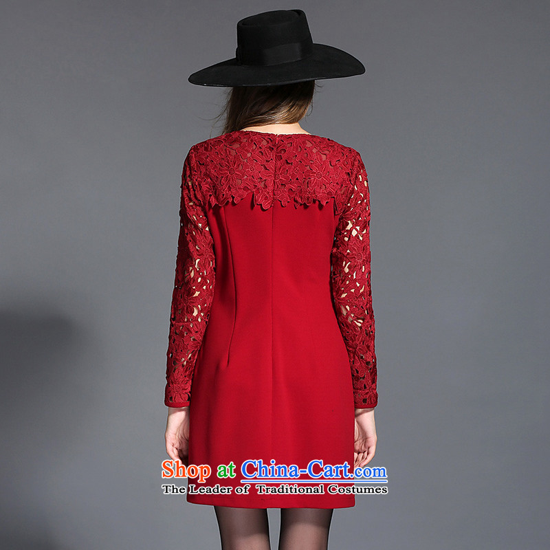 Elizabeth autumn 2015 installed with the new Europe and the Code women's expertise king sister video thin lace forming the thick mm dresses embroidery engraving plug-bag ZR2117- deep red 3XL, discipline Windsor shopping on the Internet has been pressed.