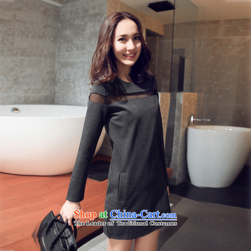 O Ya-ting 2015 Autumn Korean to increase women's loose video decode thin dresses in mm thick solid long sleeved clothes long-sleeved T-shirt women 8218 Gray 4XL recommends that you, O Jacob 160-180-ting (aoyating) , , , shopping on the Internet