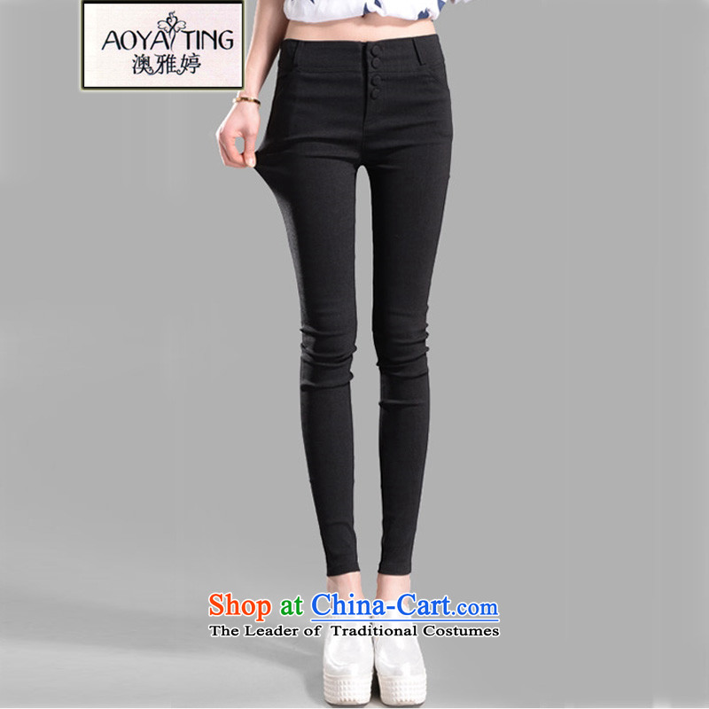 O Ya-ting2015 autumn and winter Korean women's larger outer wearing trousers, forming the thick mm thin stretch ere Sau San video pencil casual pants 8207 cannot locate3XL black145-165 recommends that you Jin