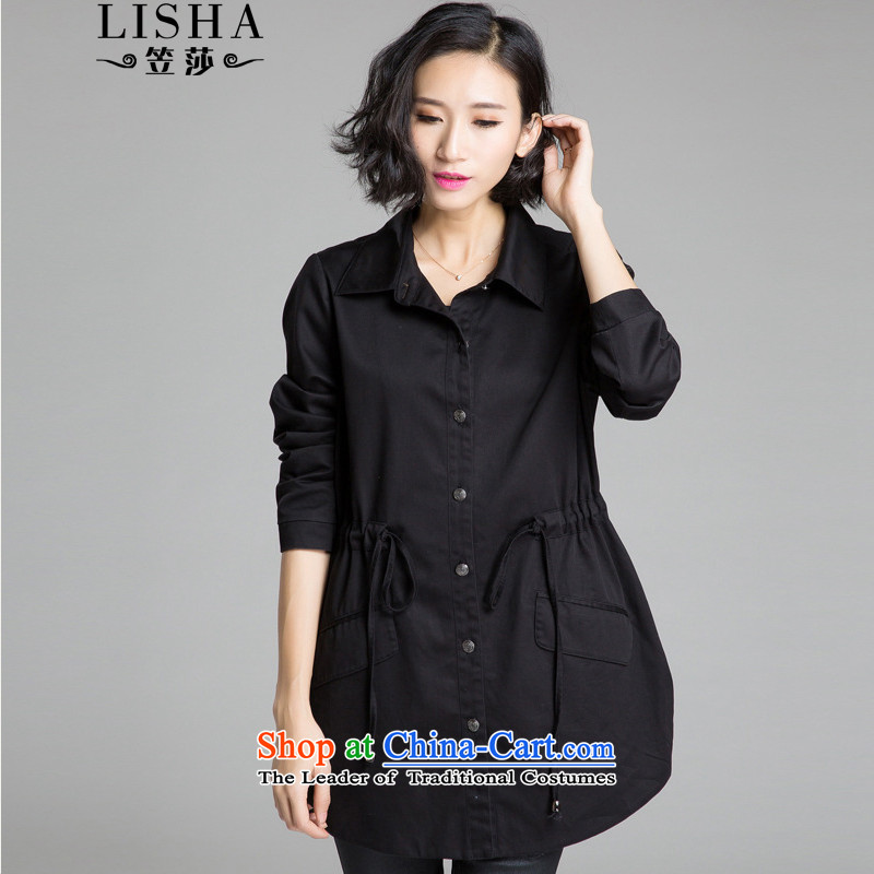 The consideration of the new Sha autumn 2015 to increase the number of women in the medium to longer term atmospheric graphics thin, thick black shirt mmXL