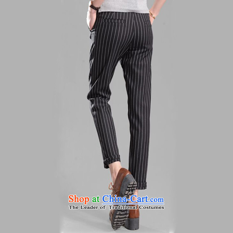 O Ya-ting Korean version of the new to increase women's code 2015 autumn and winter thick mm video thin vertical streaks leisure Castor Harun trousers England wind suit pants length pants black 4XL recommends that you, O Jacob 160-180-ting (aoyating) , ,