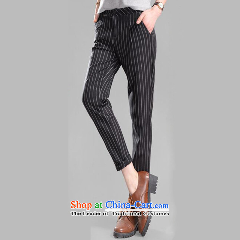 O Ya-ting Korean version of the new to increase women's code 2015 autumn and winter thick mm video thin vertical streaks leisure Castor Harun trousers England wind suit pants length pants black 4XL recommends that you, O Jacob 160-180-ting (aoyating) , ,