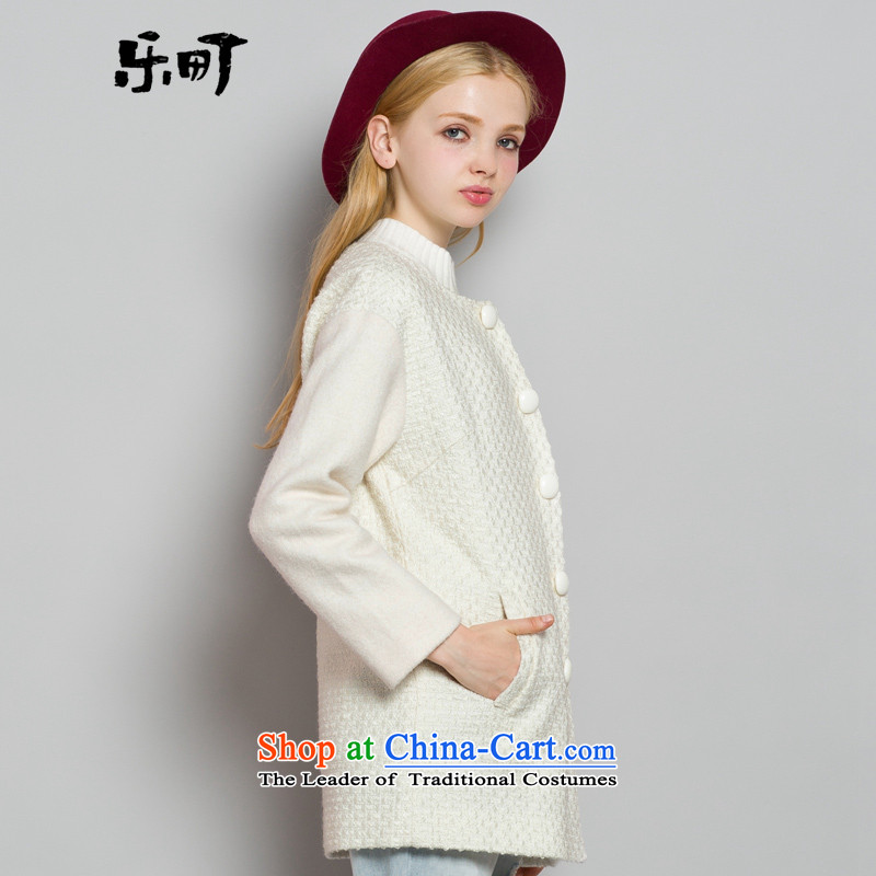 Lok-machi 2015 Autumn In New jacket, long hair? Simply stitching coats coats round-neck collar a jacket female white M/160, Lok-machi , , , shopping on the Internet