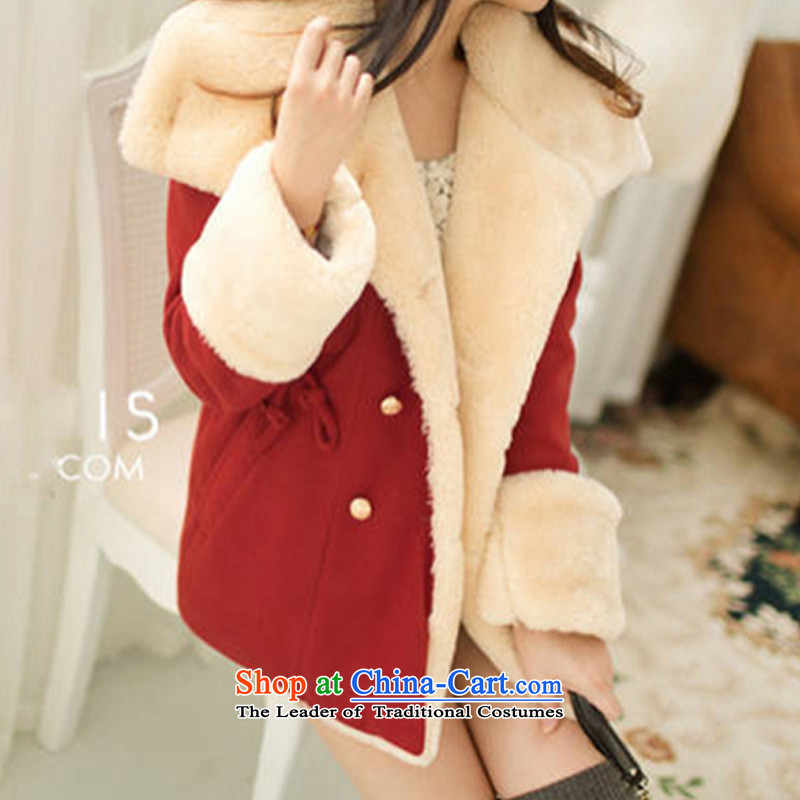 American economy by 2015 autumn and winter Claudia new larger female Korean fashion preppy thick hair a wool coat for double-jacket female Christmas gross? RED M American Economy (LETIYA Mireya Moscoso shopping on the Internet has been pressed.)