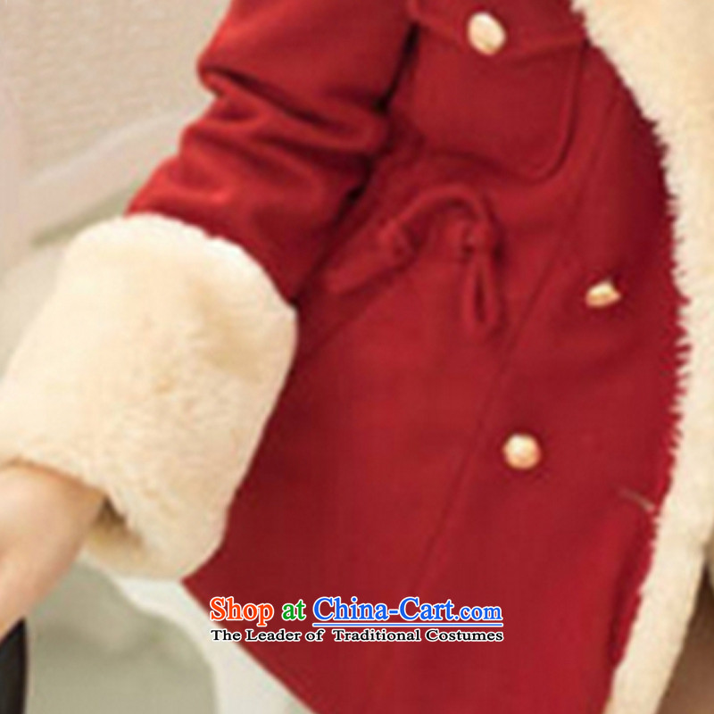 American economy by 2015 autumn and winter Claudia new larger female Korean fashion preppy thick hair a wool coat for double-jacket female Christmas gross? RED M American Economy (LETIYA Mireya Moscoso shopping on the Internet has been pressed.)