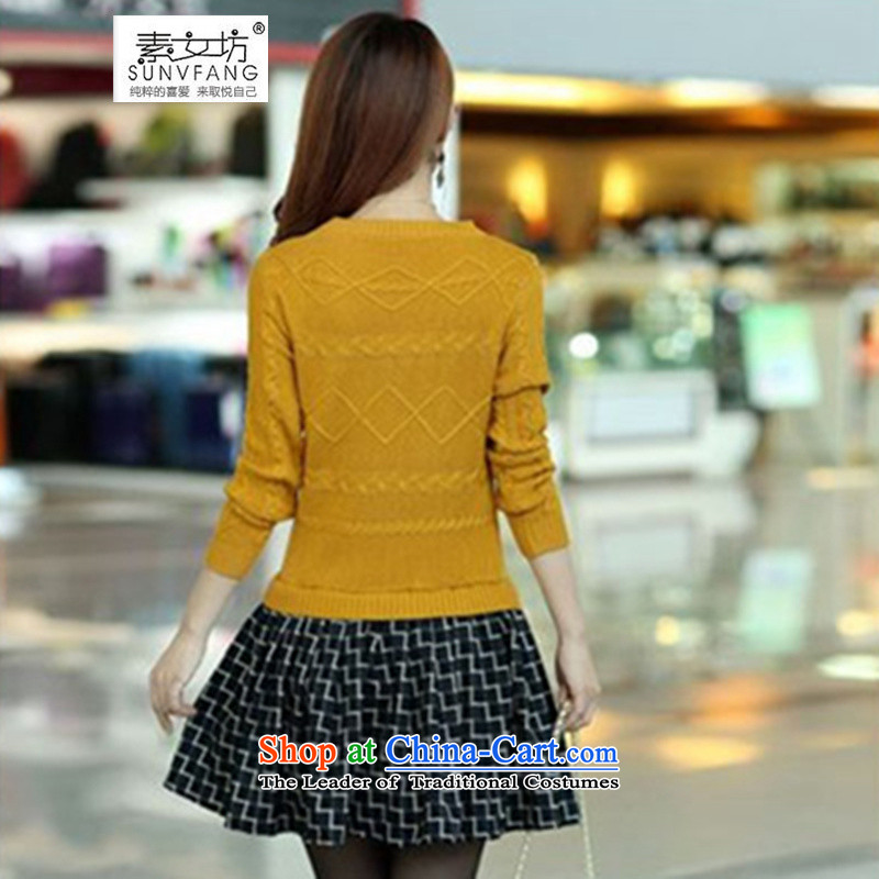 Motome workshop for larger female dresses 2015 autumn and winter maximum code 200 catties thick MM leave two video thin wild sweater dresses 9168 Yellow XL 100-135 recommended weight, Motome Fong (SUNVFANG) , , , shopping on the Internet