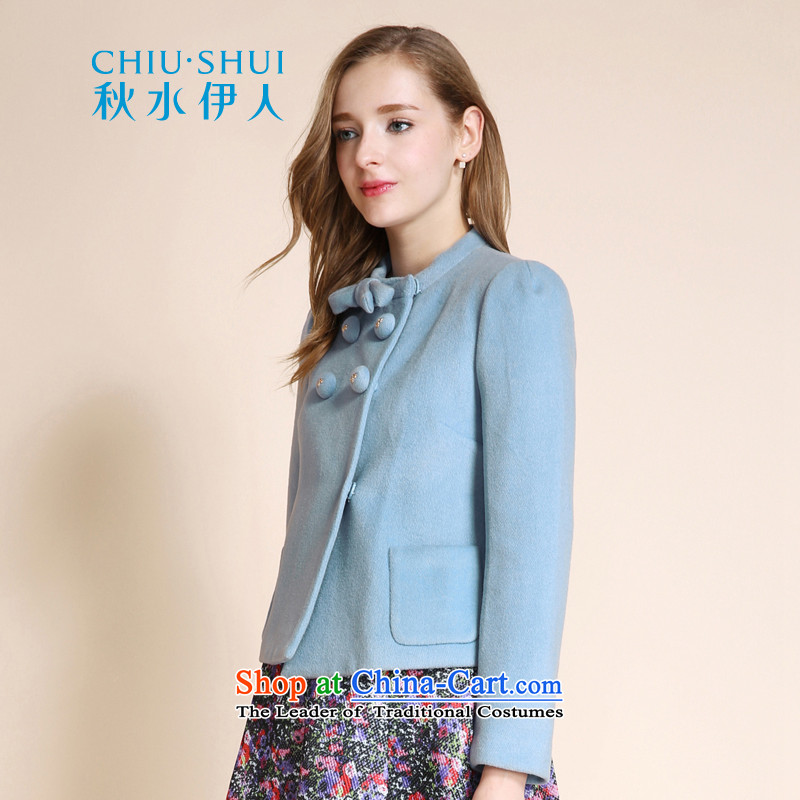 Chaplain who winter female Korean sweet loose twine bow knot wool coat light blue. Gross? 165/88A/L., chaplain who has been pressed shopping on the Internet
