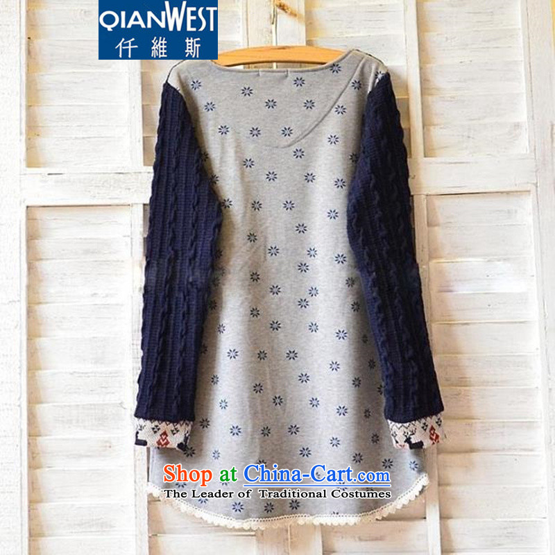 In 2015, 5,000 new autumn and winter day of Yoshiro female waveâ snowflake Sorok female large relaxd stitching knitting sweater intensify thick sweater 9724 Gray 4XL recommendations 160-180, 250 weight (QIANWEISI) , , , shopping on the Internet