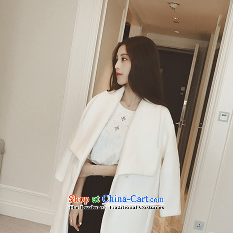 The fall of the Chinese version of the 2015 Korean white autumn and winter new thick hair girl suits for coats?? in gross jacket MN8501 long white S  autumn white 90-110, suitable for China , , , shopping on the Internet