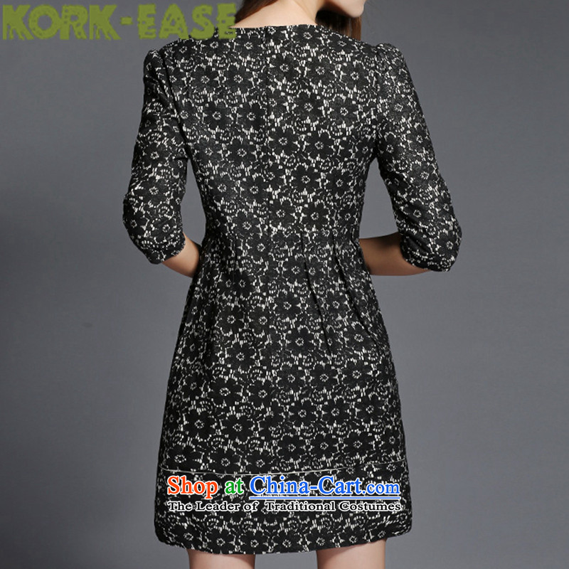 Kork-ease2015 lace thick mm thick people xl women fall/winter collections to increase video thin, dresses Summer 1550 Black 2XL( catty ),KORK-EASE,,, paras. 141-151 recommended shopping on the Internet