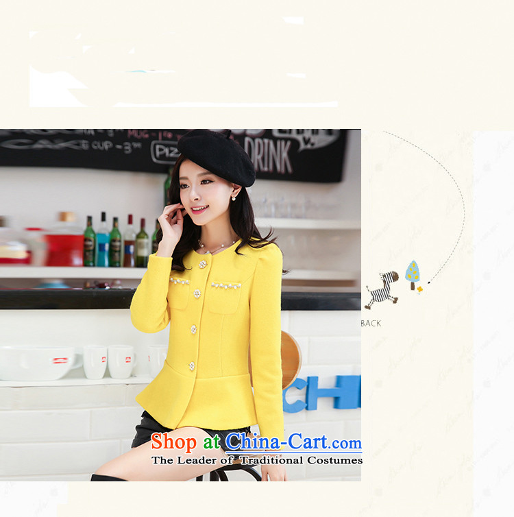 Joe customers fall 2015 new women's small elegant nail pearl wind-Sau San video thin hair? Single Row deduction coats of solid color, short cardigan round-neck jacket Yellow M picture, prices, brand platters! The elections are supplied in the national character of distribution, so action, buy now enjoy more preferential! As soon as possible.