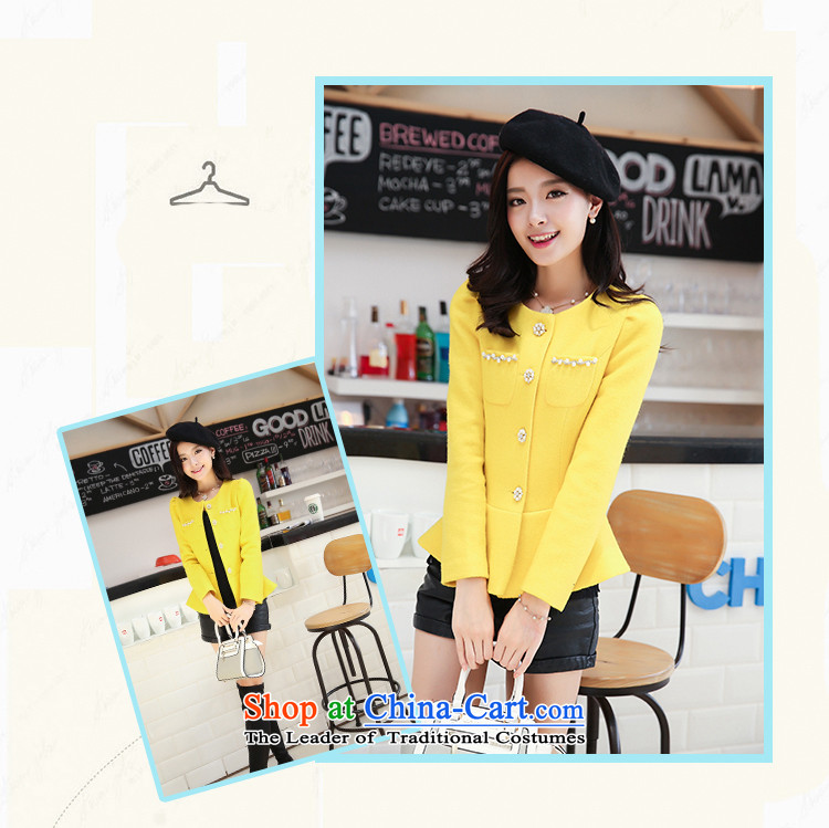 Joe customers fall 2015 new women's small elegant nail pearl wind-Sau San video thin hair? Single Row deduction coats of solid color, short cardigan round-neck jacket Yellow M picture, prices, brand platters! The elections are supplied in the national character of distribution, so action, buy now enjoy more preferential! As soon as possible.