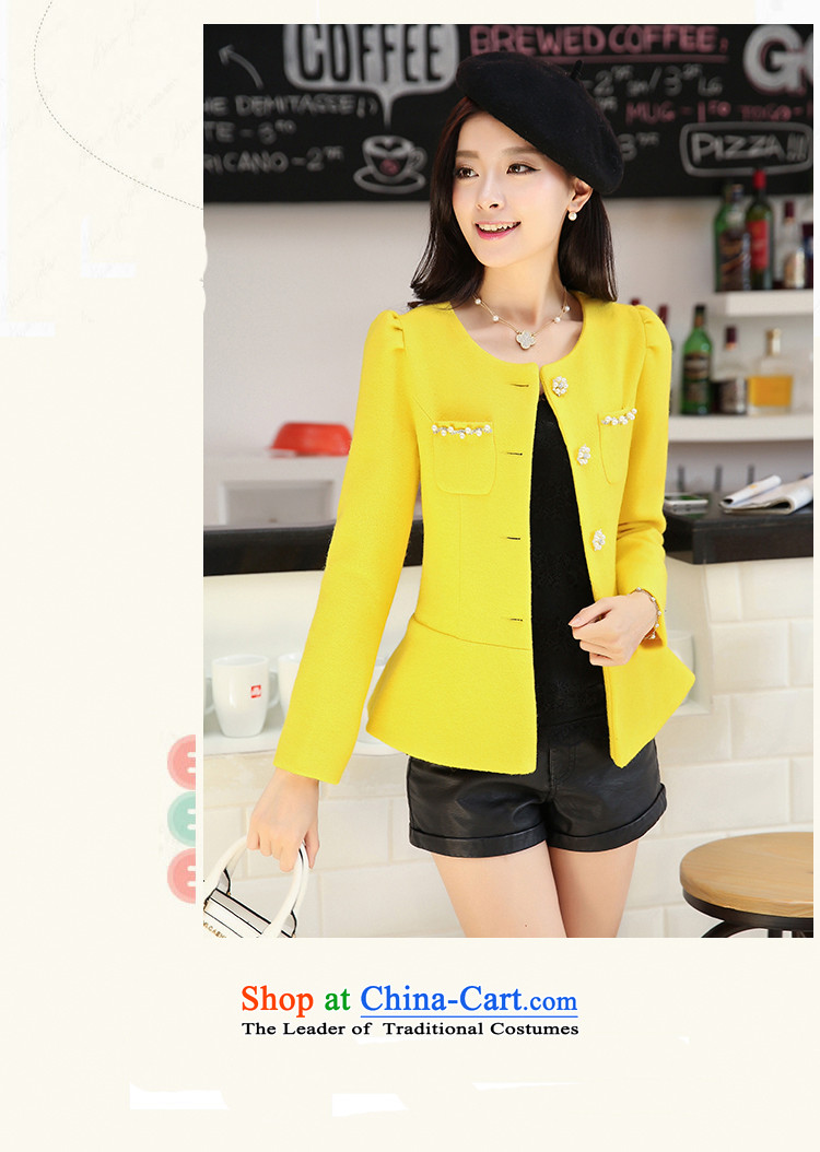 Joe customers fall 2015 new women's small elegant nail pearl wind-Sau San video thin hair? Single Row deduction coats of solid color, short cardigan round-neck jacket Yellow M picture, prices, brand platters! The elections are supplied in the national character of distribution, so action, buy now enjoy more preferential! As soon as possible.