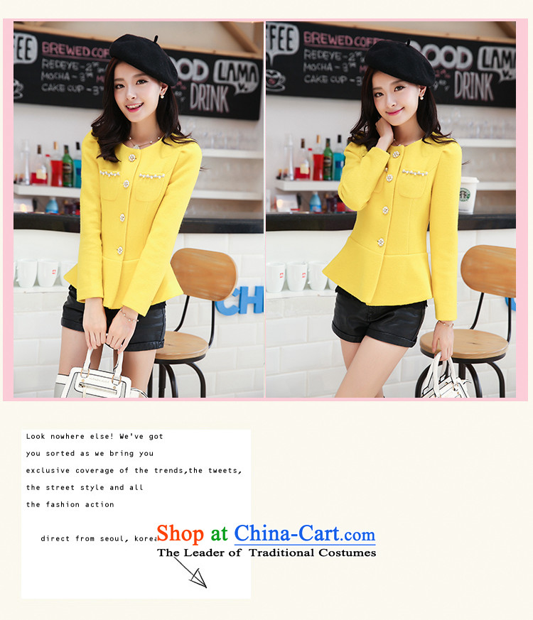 Joe customers fall 2015 new women's small elegant nail pearl wind-Sau San video thin hair? Single Row deduction coats of solid color, short cardigan round-neck jacket Yellow M picture, prices, brand platters! The elections are supplied in the national character of distribution, so action, buy now enjoy more preferential! As soon as possible.