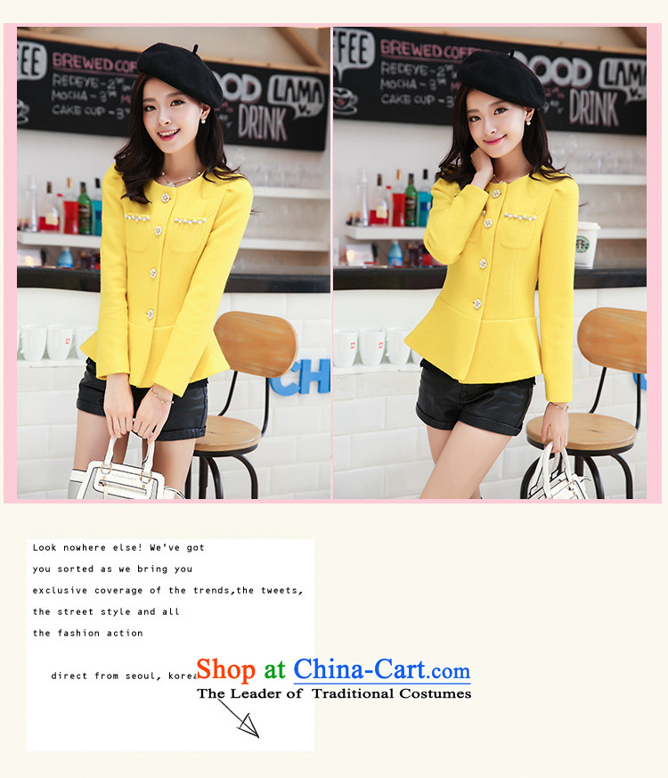 Joe customers fall 2015 new women's small elegant nail pearl wind-Sau San video thin hair? Single Row deduction coats of solid color, short cardigan round-neck jacket Yellow M picture, prices, brand platters! The elections are supplied in the national character of distribution, so action, buy now enjoy more preferential! As soon as possible.