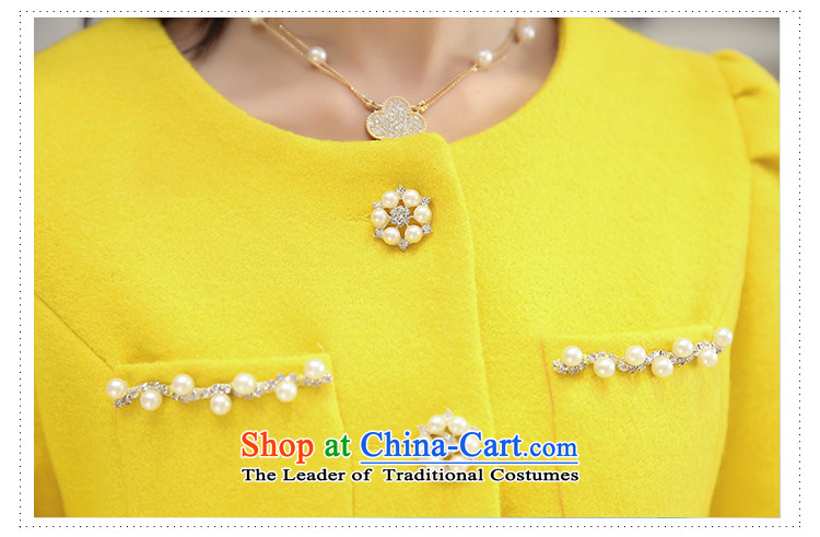 Joe customers fall 2015 new women's small elegant nail pearl wind-Sau San video thin hair? Single Row deduction coats of solid color, short cardigan round-neck jacket Yellow M picture, prices, brand platters! The elections are supplied in the national character of distribution, so action, buy now enjoy more preferential! As soon as possible.