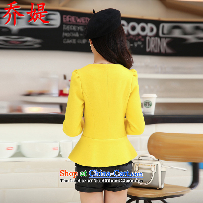 Joe customers fall 2015 new women's small elegant nail pearl wind-Sau San video thin hair? Single Row deduction coats of solid color, short cardigan round-neck jacket Yellow M, Joe customers , , , shopping on the Internet