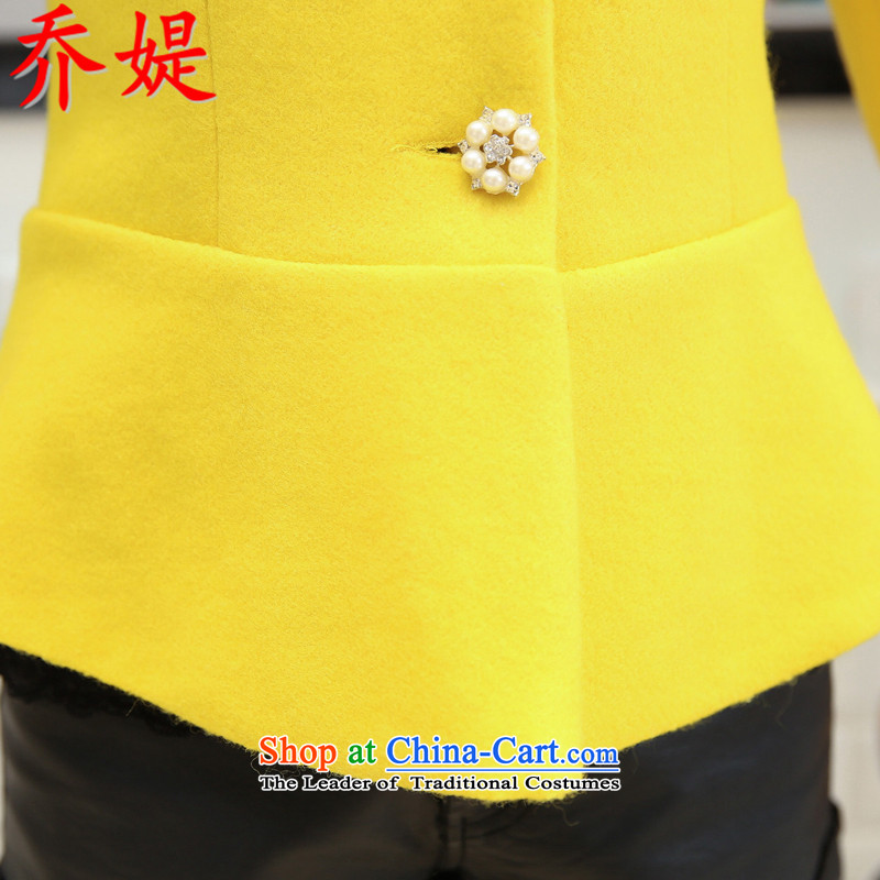 Joe customers fall 2015 new women's small elegant nail pearl wind-Sau San video thin hair? Single Row deduction coats of solid color, short cardigan round-neck jacket Yellow M, Joe customers , , , shopping on the Internet