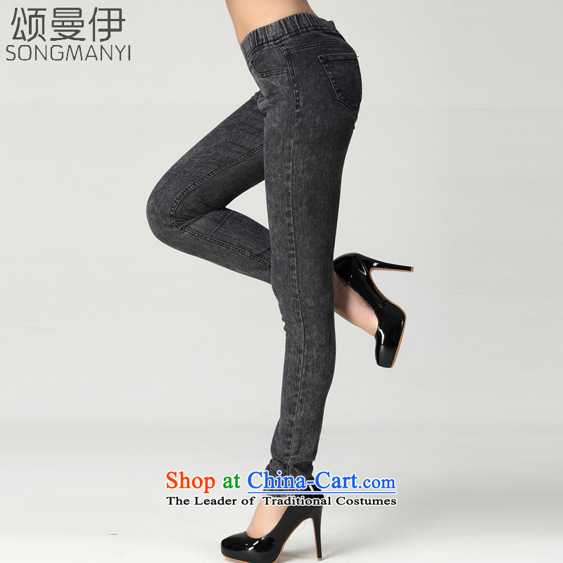 To replace the fall of 2015, Amman New larger elasticated waist thick MM loose stretch jeans women 2136 carbon XXXL, Chung Cayman El , , , shopping on the Internet