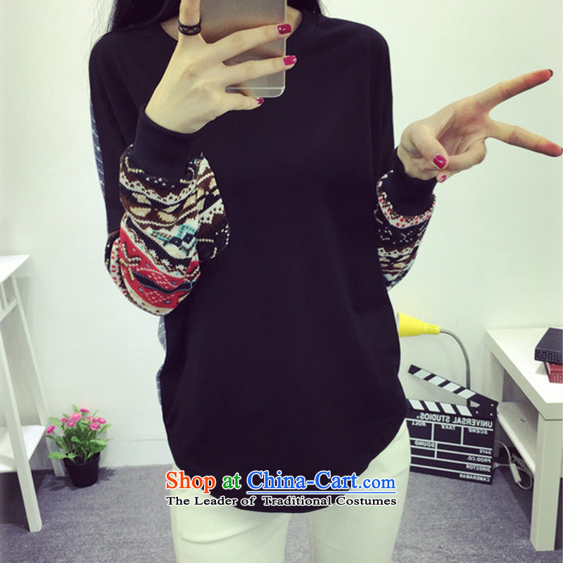 O Ya-ting Korean version of the new to increase women's code 2015 autumn and winter thick mm video thin leisure long-sleeved T-shirt with round collar forming the women of the Netherlands shirt 887 Black 2XL 125-160 recommends that you, O Jacob aoyating Ting () , , , shopping on the Internet