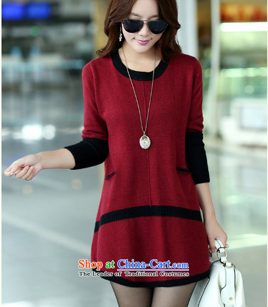 Gangnam-gu 2015 Autumn replacing Europe taste for larger women to increase long-sleeved round-neck collar in MM thick long Sleek and versatile sweater wine red 3XL recommendations 160-180 catty picture, prices, brand platters! The elections are supplied in the national character of distribution, so action, buy now enjoy more preferential! As soon as possible.