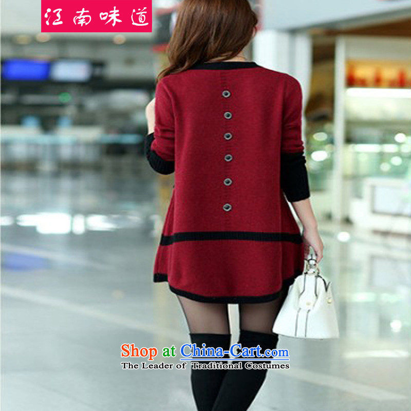 Gangnam-gu 2015 Autumn replacing Europe taste for larger women to increase long-sleeved round-neck collar in MM thick long Sleek and versatile sweater wine red 3XL recommendations 160-180, Gangnam taste shopping on the Internet has been pressed.