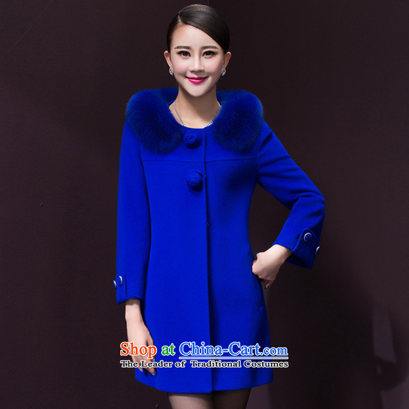 Meijia Garment 2015 autumn and winter in long small wind jacket is Heung Gross 597 BLUE XL, Monica Yi (MEIJIAYI) , , , shopping on the Internet