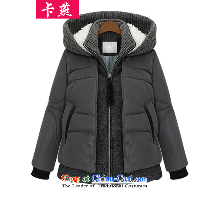 Large Western Yin card women 2015 autumn and winter new fat mm increase to stitching thin cotton graphics thick duvet cotton coat jacket sister carbon5XL 819