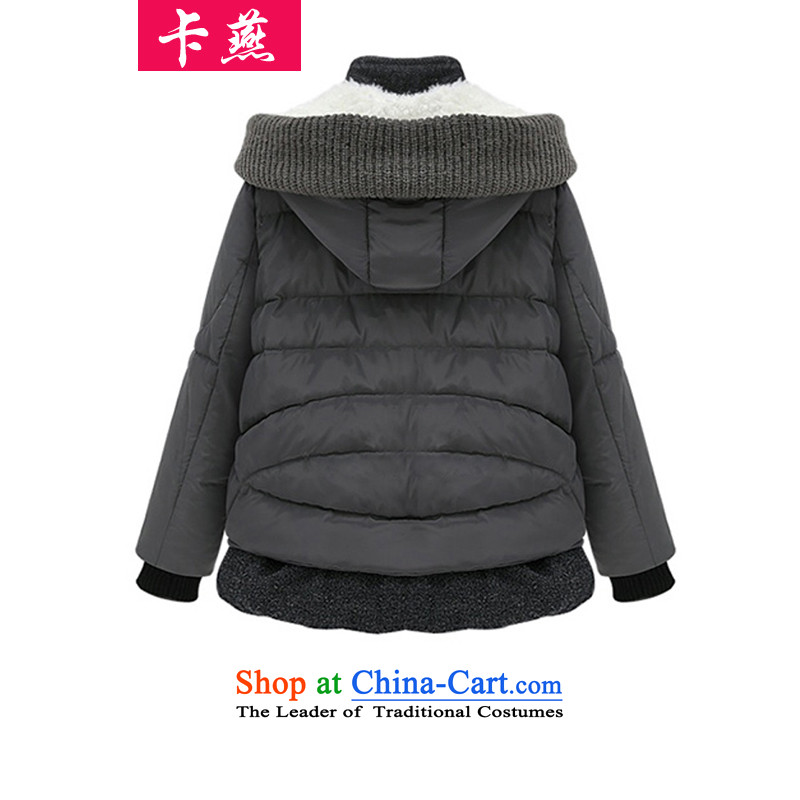 Large Western Yin card women 2015 autumn and winter new fat mm increase to stitching thin cotton graphics thick duvet cotton coat jacket sister 819 carbon 5XL, card Yan Shopping on the Internet has been pressed.