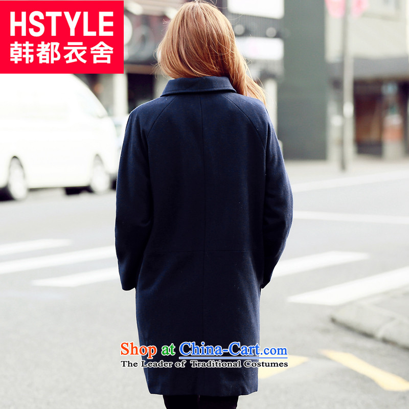 Korea has the Korean version of the Dag Hammarskjöld yi 2015 winter clothing new products with solid color in the lapel long hair?2 blue jacket DT4399 L, Korea has Yi Homes , , , shopping on the Internet