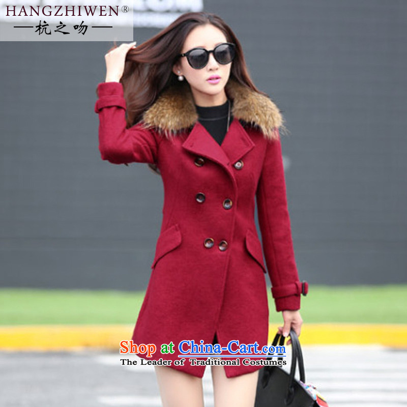 Spring 2015 winter coats kisses female new products in the long hair of the Jurchen people gross for jacket?   thick warm a wool coat female 850 wine red thick winter wear, M Chao kisses (hangzhiwen) , , , shopping on the Internet