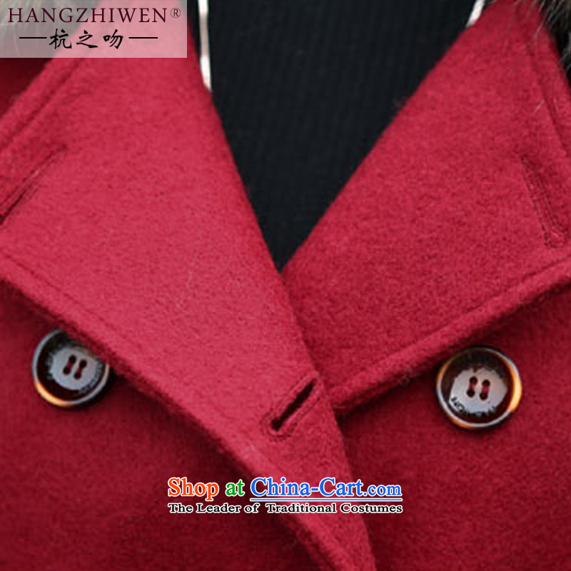 Spring 2015 winter coats kisses female new products in the long hair of the Jurchen people gross for jacket?   thick warm a wool coat female 850 wine red thick winter wear, M Chao kisses (hangzhiwen) , , , shopping on the Internet