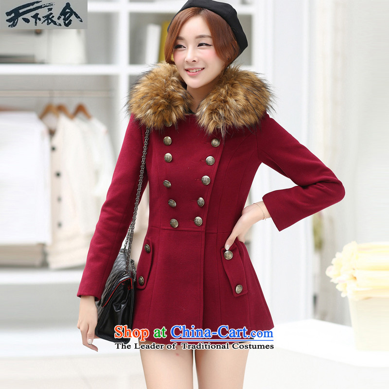 The World Yi compartment of autumn and winter 2015 new women's body Korean decorated in Wild long hair for gross? coats jacket wine red XL, World Yi compartment (tianxiayicang) , , , shopping on the Internet