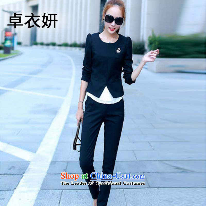 Women's clothes autumn 1361# Kit 2015 new stylish temperament kit, two kits of Sau San professional leisure wears black XL, Cheuk-yan Yi Yan Shopping on the Internet has been pressed.