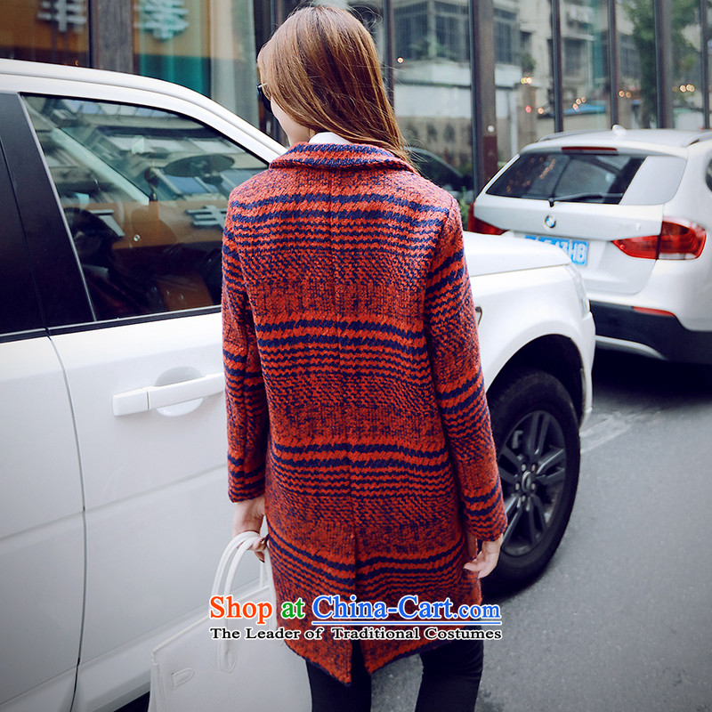 The fall of the Chinese version of the 2015 Korean white winter new suit for gross? coats female Grid Snap in single row long jacket MN8305 gross red, it   is suitable for 90-105, S autumn white Wah Shopping on the Internet has been pressed.