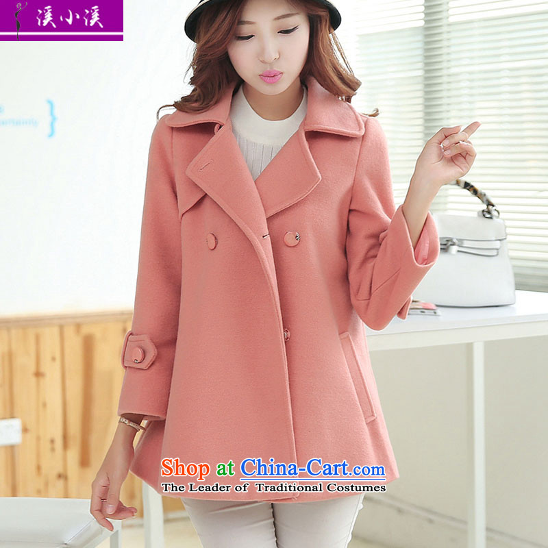 Cixi Brook?2015 winter new gross female Korean jacket? In long lapel coats cloak?8803?pink?M