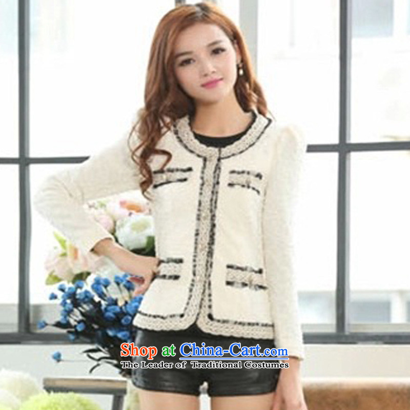Create the  2015 autumn billion new Korean version of large numbers of female graphics thin wild beauty, Ms. Heung-wind jacket small BR6293 White XXL